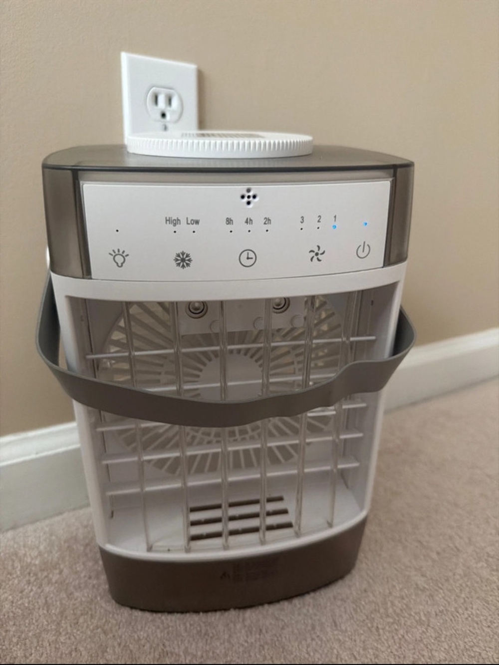 Amazon White and Gray Portable Air Cooler with Handle